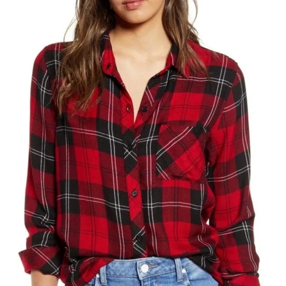 Rails | Tops | Rails Hunter Button Front Shirt Size Large Plaid Garnet ...